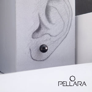 Sterling silver natural gemstone stud earrings contains a sparkling piece of Cubic Zirconia. Very light and hypo-allergenic, 6mm or 8mm beads. Obsidian Family