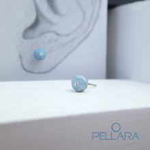 Load image into Gallery viewer, Sterling silver natural gemstone stud earrings contains a sparkling piece of Cubic Zirconia. Very light and hypo-allergenic, 6mm or 8mm beads. Quartz Family