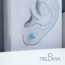 Load image into Gallery viewer, Sterling silver natural gemstone stud earrings contains a sparkling piece of Cubic Zirconia. Very light and hypo-allergenic, 6mm or 8mm beads. Quartz Family