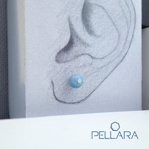 Sterling silver natural gemstone stud earrings contains a sparkling piece of Cubic Zirconia. Very light and hypo-allergenic, 6mm or 8mm beads. Quartz Family
