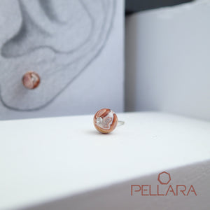 Sterling silver natural gemstone stud earrings contains a sparkling piece of Cubic Zirconia. Very light and hypo-allergenic, 6mm or 8mm beads. Jasper