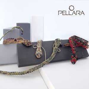 Cute baby snakes in modern macrame bracelet or choker, by Pellara, designed and made in Canada. Adjustable. Gift for nature lovers.