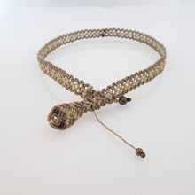 Load image into Gallery viewer, Cute baby snakes in modern macrame bracelet or choker, by Pellara, designed and made in Canada. Adjustable. Gift for nature lovers. Sweet Echis, Light Brown