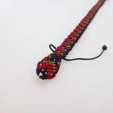 Load image into Gallery viewer, Cute baby snakes in modern macrame bracelet or choker, by Pellara, designed and made in Canada. Adjustable. Gift for nature lovers. Sweet coral, Red and black