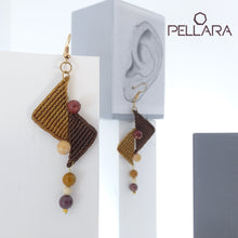 Load image into Gallery viewer, Triangles II, Macrame Earrings with Natural Gemstones