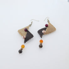 Load image into Gallery viewer, Triangles II, Macrame Earrings with Natural Gemstones