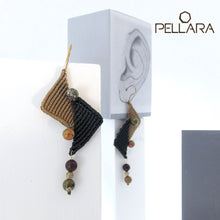 Load image into Gallery viewer, Triangles II, Macrame Earrings with Natural Gemstones