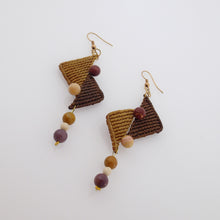 Load image into Gallery viewer, Triangles II, Macrame Earrings with Natural Gemstones