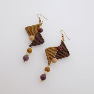 Triangles II, Macrame Earrings with Natural Gemstones