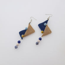 Load image into Gallery viewer, Triangles II, Macrame Earrings with Natural Gemstones