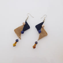 Load image into Gallery viewer, Triangles II, Macrame Earrings with Natural Gemstones