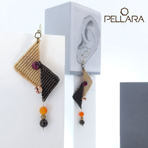 Triangles II, Macrame Earrings with Natural Gemstones