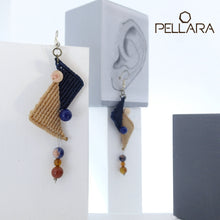 Load image into Gallery viewer, Triangles II, Macrame Earrings with Natural Gemstones