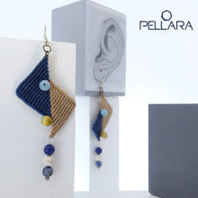 Load image into Gallery viewer, Triangles II, Macrame Earrings with Natural Gemstones