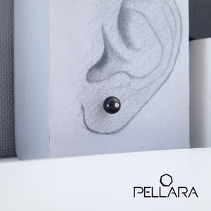 Sterling silver natural gemstone stud earrings contains a sparkling piece of Cubic Zirconia. Very light and hypo-allergenic, 6mm or 8mm beads. Onyx