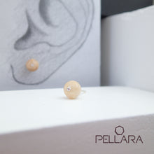 Load image into Gallery viewer, Sterling silver natural gemstone stud earrings contains a sparkling piece of Cubic Zirconia. Very light and hypo-allergenic, 6mm or 8mm beads. Moonstone