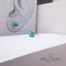 Load image into Gallery viewer, Sterling silver natural gemstone stud earrings contains a sparkling piece of Cubic Zirconia. Very light and hypo-allergenic, 6mm or 8mm beads. Amazonite