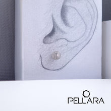 Load image into Gallery viewer, Sterling silver natural gemstone stud earrings contains a sparkling piece of Cubic Zirconia. Very light and hypo-allergenic, 6mm or 8mm beads. Quartz Family