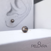 Load image into Gallery viewer, Sterling silver natural gemstone stud earrings contains a sparkling piece of Cubic Zirconia. Very light and hypo-allergenic, 6mm or 8mm beads. Quartz Family