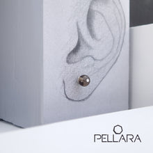 Load image into Gallery viewer, Sterling silver natural gemstone stud earrings contains a sparkling piece of Cubic Zirconia. Very light and hypo-allergenic, 6mm or 8mm beads. Quartz Family