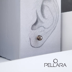 Sterling silver natural gemstone stud earrings contains a sparkling piece of Cubic Zirconia. Very light and hypo-allergenic, 6mm or 8mm beads. Quartz Family